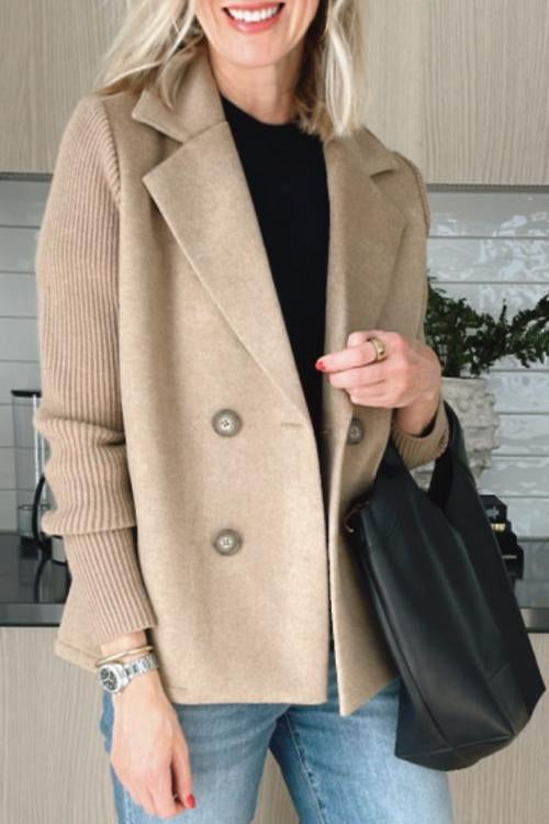 Elena | Chic Double-Breasted Knit Sleeve Blazer