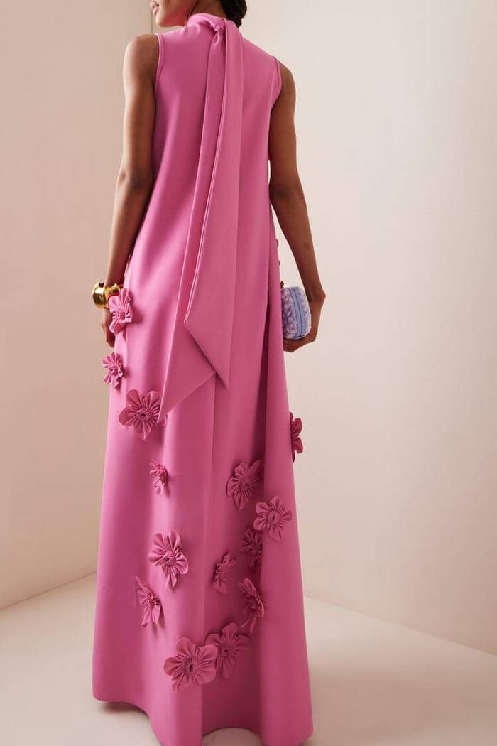 Ethel | Elegant Flower Embellished Sleeveless Maxi Dress