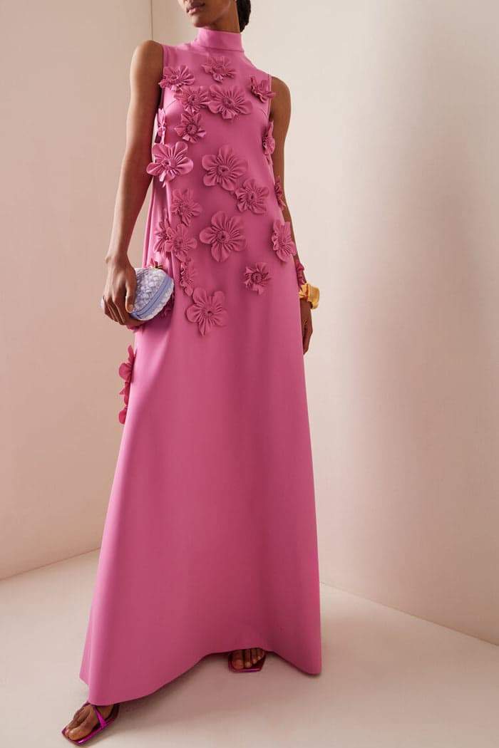 Ethel | Elegant Flower Embellished Sleeveless Maxi Dress