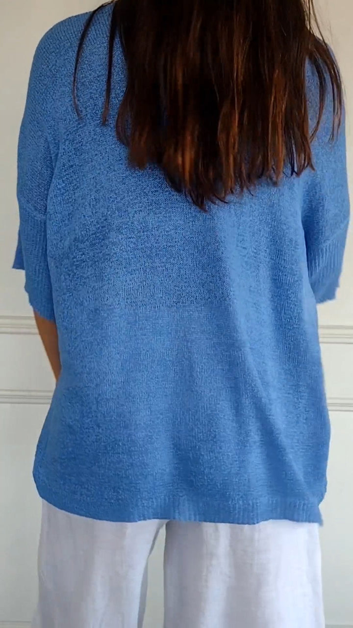Wynette | Effortless V-Neck Three Quarter Sleeve Knit Top
