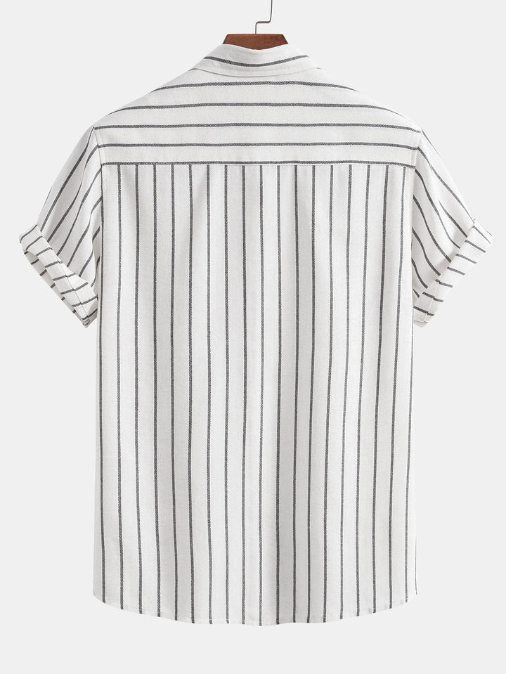 Raphael | Elegant Striped Short Sleeve Linen Set Men