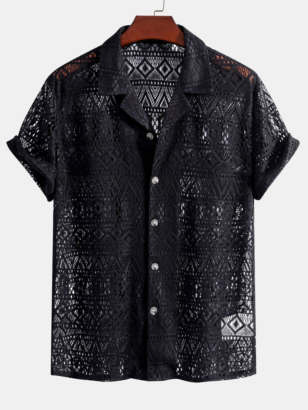 Royce | Elegant Crochet Lace Short Sleeve Two Piece Set Men