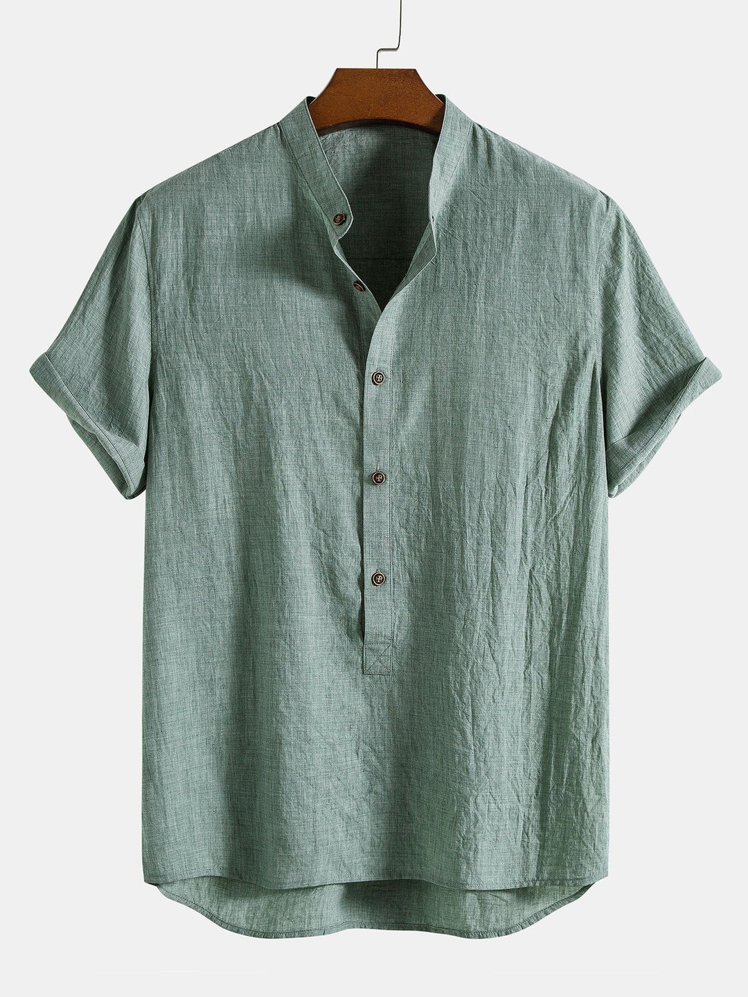 Reggie | Effortless Short Sleeve Linen Shirt Set With Drawstring Pants
