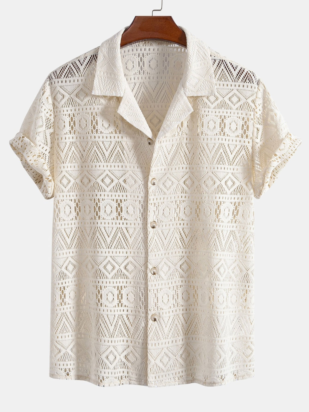 Royce | Elegant Crochet Lace Short Sleeve Two Piece Set Men