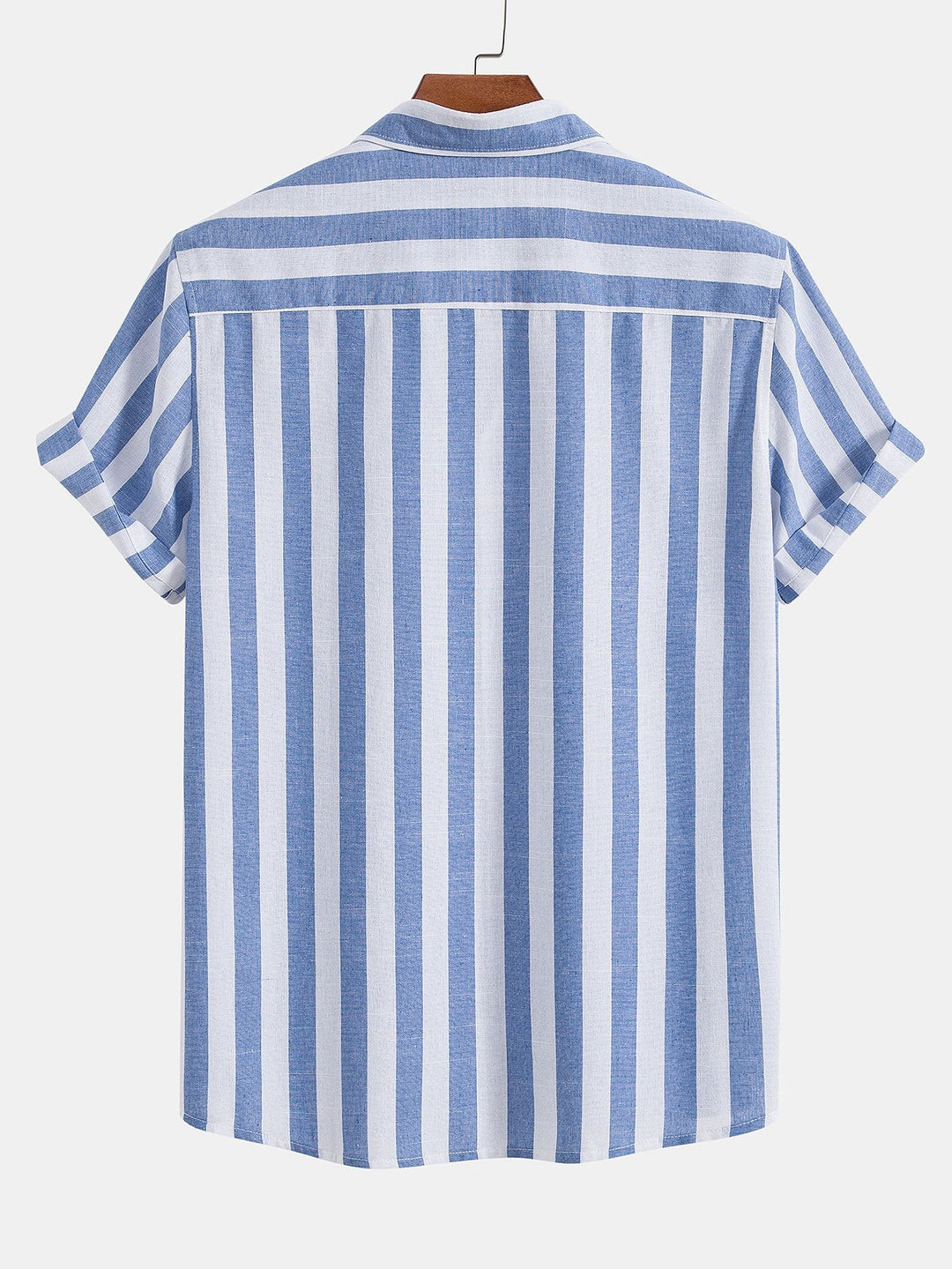 Santorini | Elegant Striped Short Sleeve Shirt & White Linen Pant Set