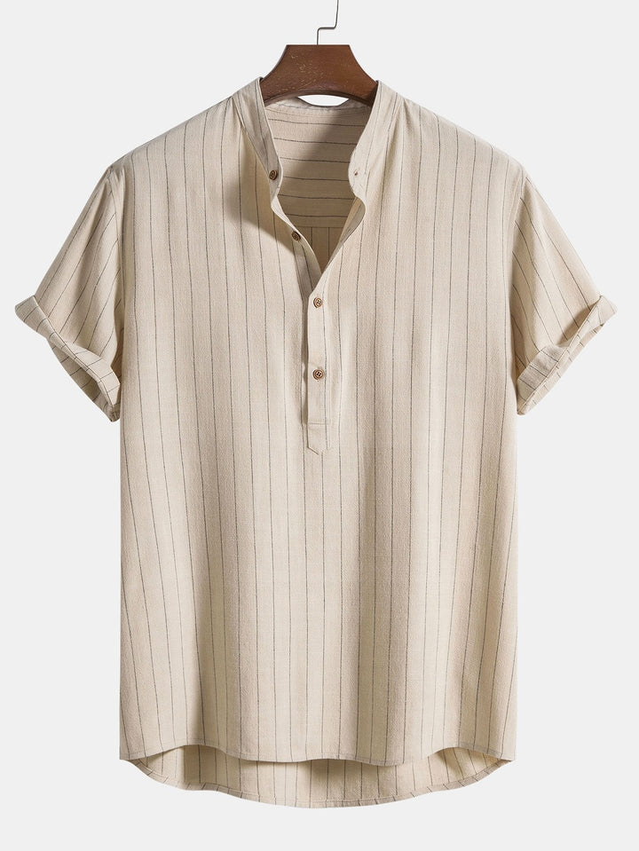 Silas | Elegant Striped Linen Set Men Short Sleeve