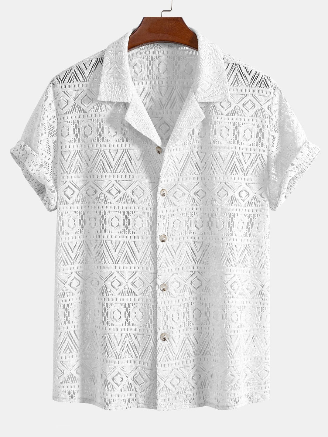 Royce | Elegant Crochet Lace Short Sleeve Two Piece Set Men