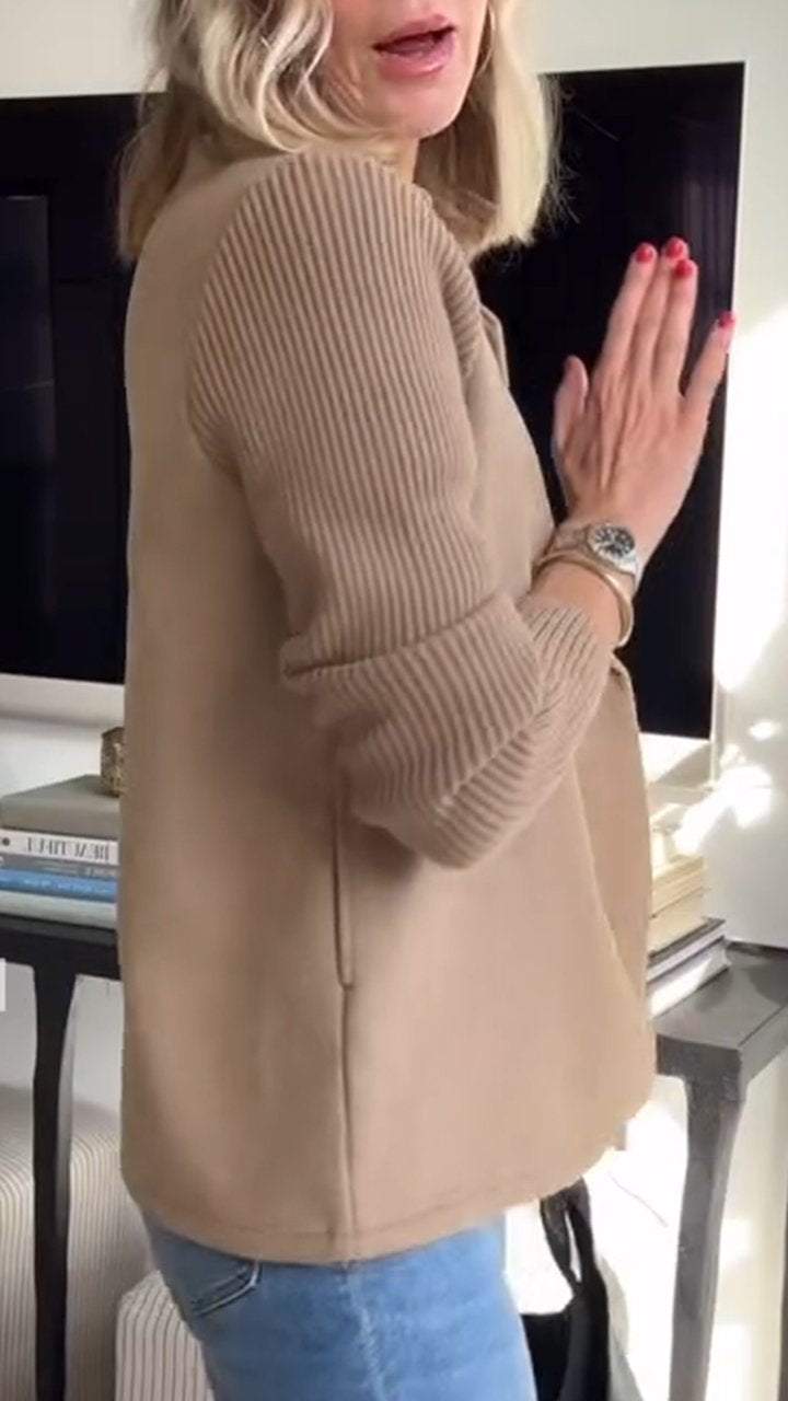 Elena | Chic Double-Breasted Knit Sleeve Blazer