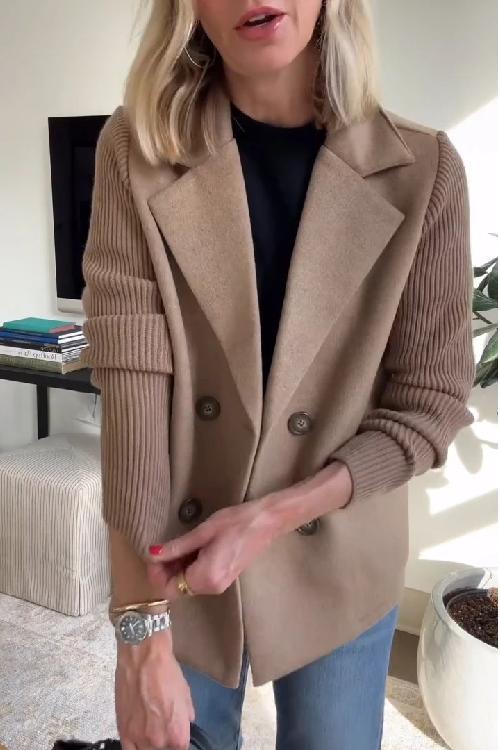 Rosalynn | Chic Double Breasted Knit Sleeve Blazer
