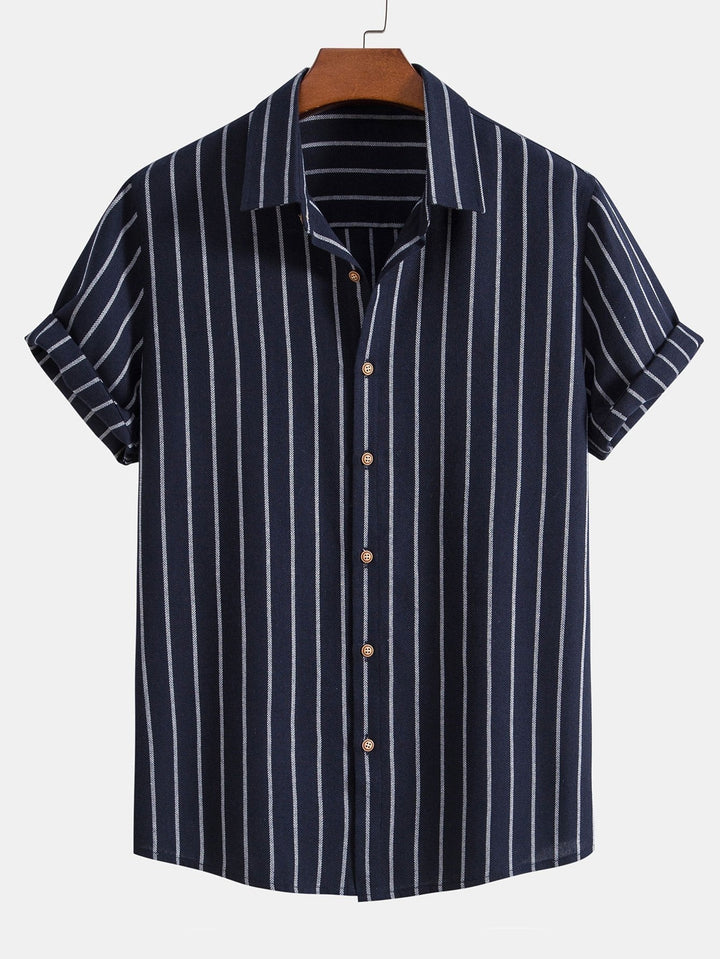 Raphael | Elegant Striped Short Sleeve Linen Set Men