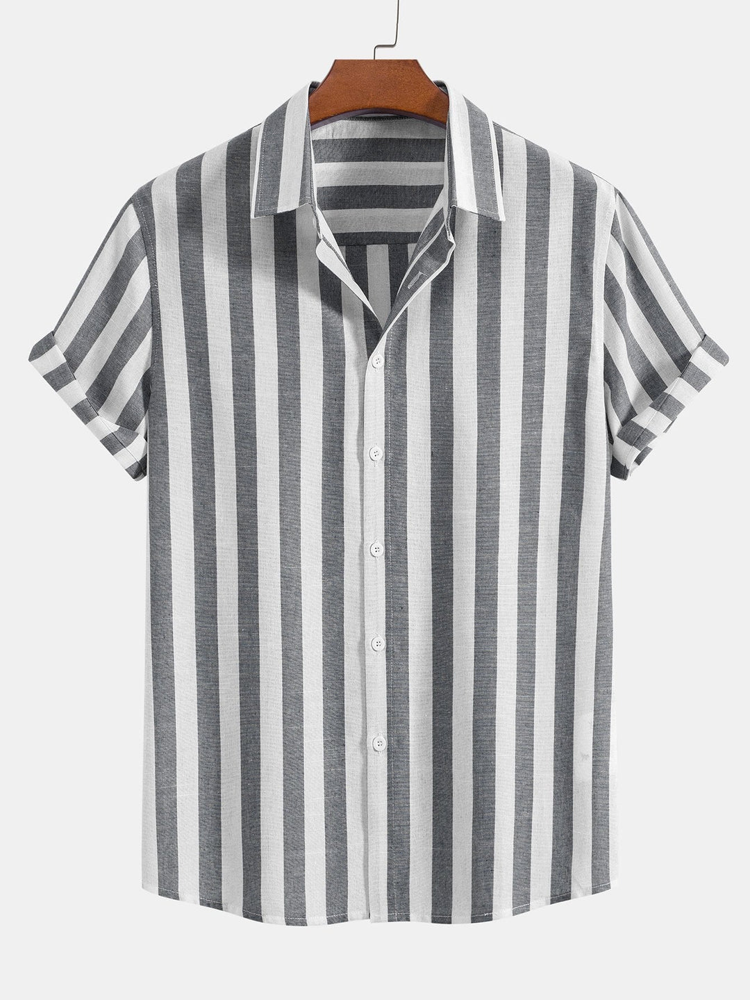 Santorini | Elegant Striped Short Sleeve Shirt & White Linen Pant Set