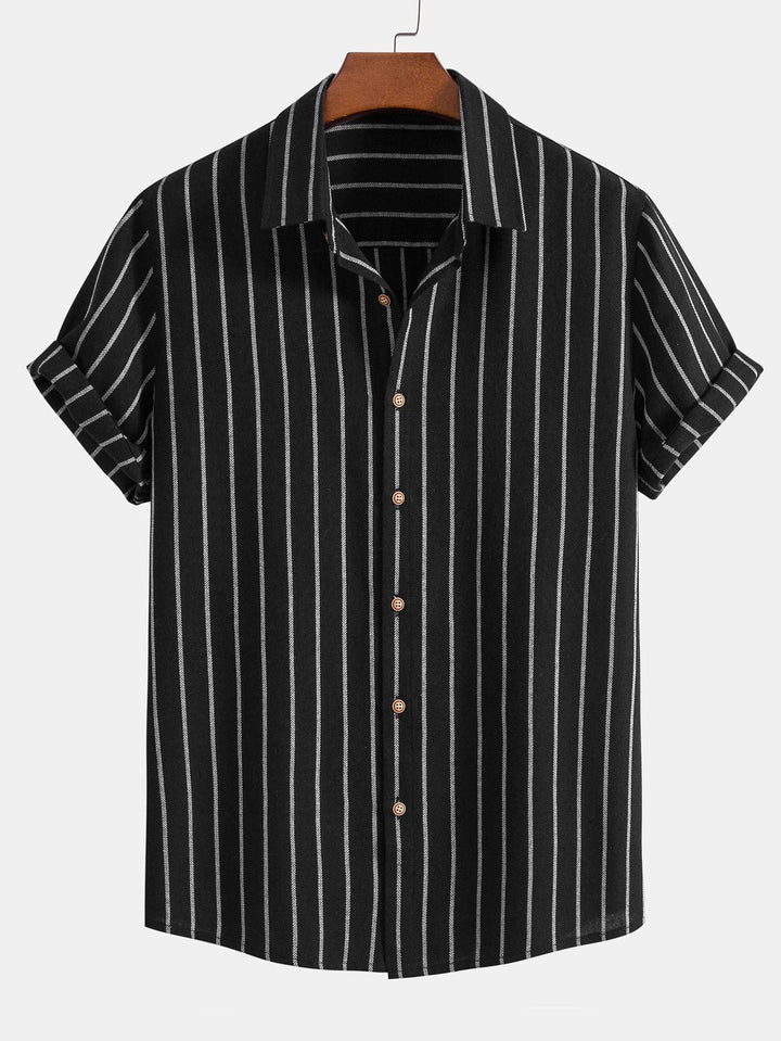 Raphael | Elegant Striped Short Sleeve Linen Set Men
