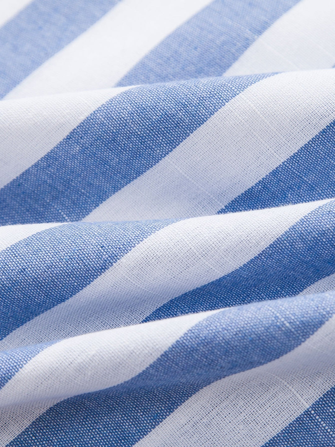 Santorini | Elegant Striped Short Sleeve Shirt & White Linen Pant Set