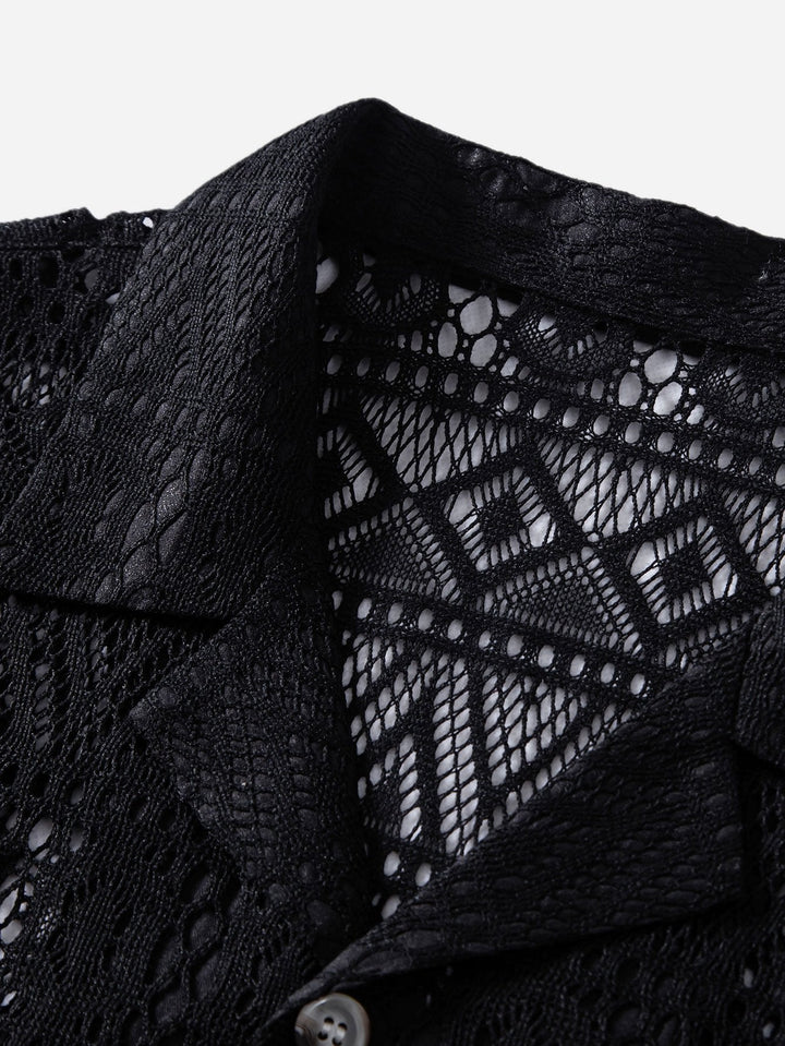 Royce | Elegant Crochet Lace Short Sleeve Two Piece Set Men