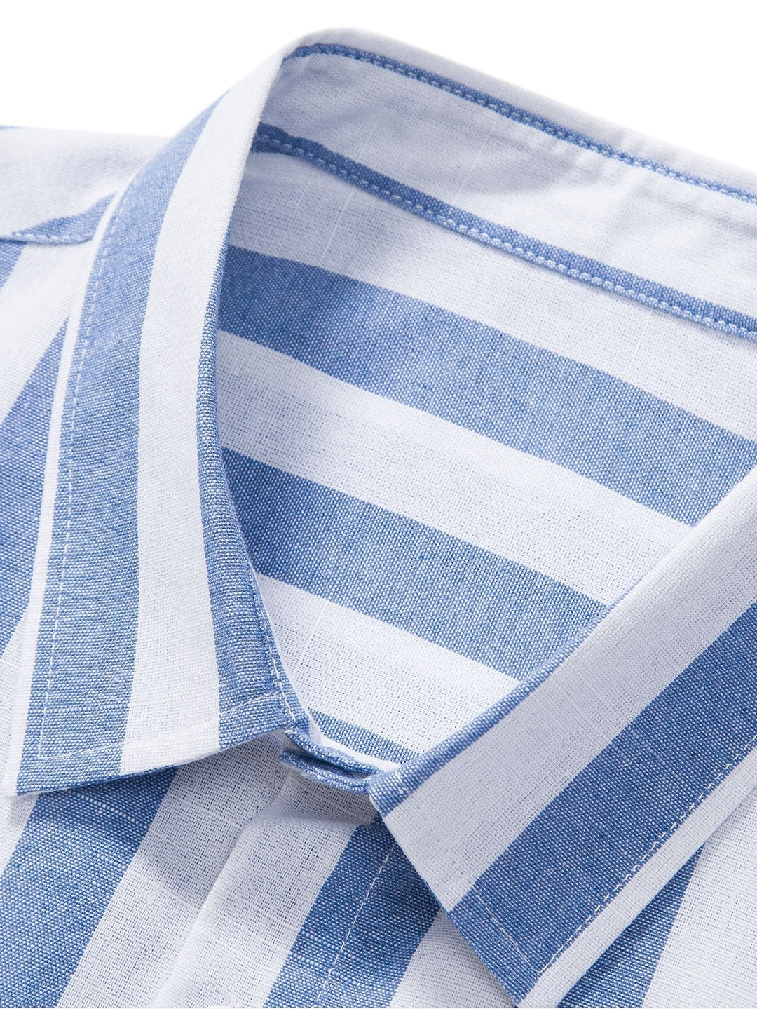 Santorini | Elegant Striped Short Sleeve Shirt & White Linen Pant Set