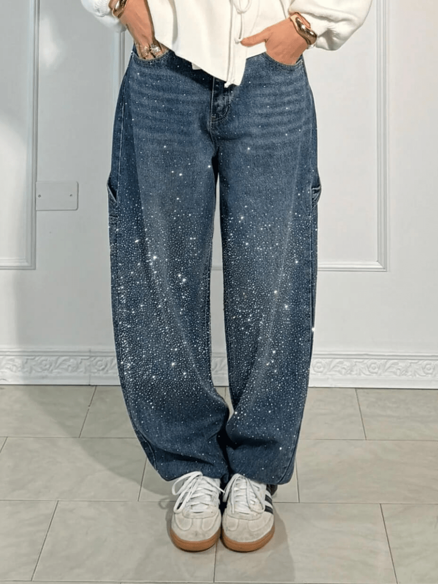 Eliza | Chic Balloon Carpenter Jeans With Glitter Details