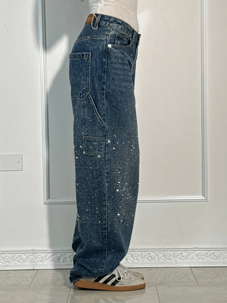 Eliza | Chic Balloon Carpenter Jeans With Glitter Details