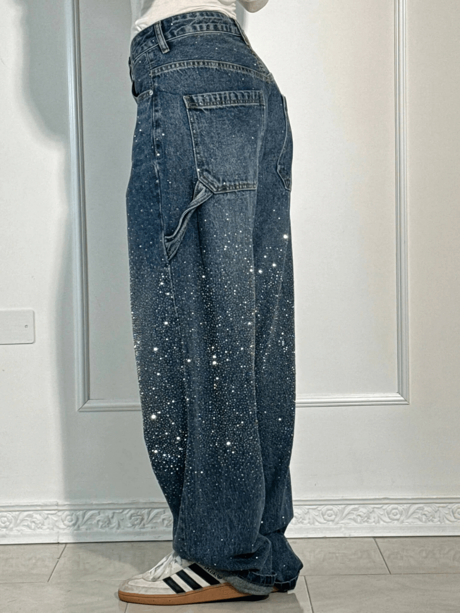Eliza | Chic Balloon Carpenter Jeans With Glitter Details