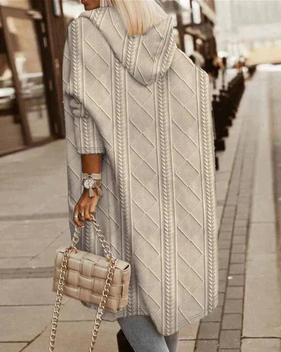 Sybil | Chic Cable Knit Hooded Duster Cardigan