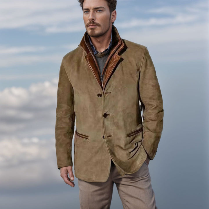 Rosanna | Stylish Men's Suede Blazer With Leather Trim Details