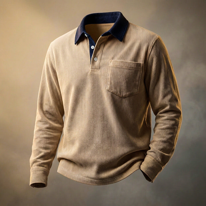 Marco | Stylish Men's Long Sleeve Corduroy Polo Shirt