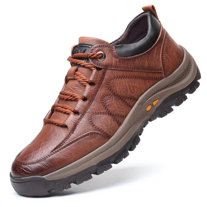 Timber | Rugged Brown Leather Orthopedic Walking Shoes Men