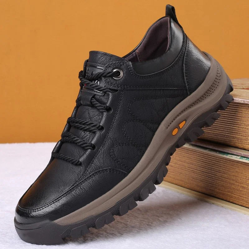 Timber | Rugged Brown Leather Orthopedic Walking Shoes Men