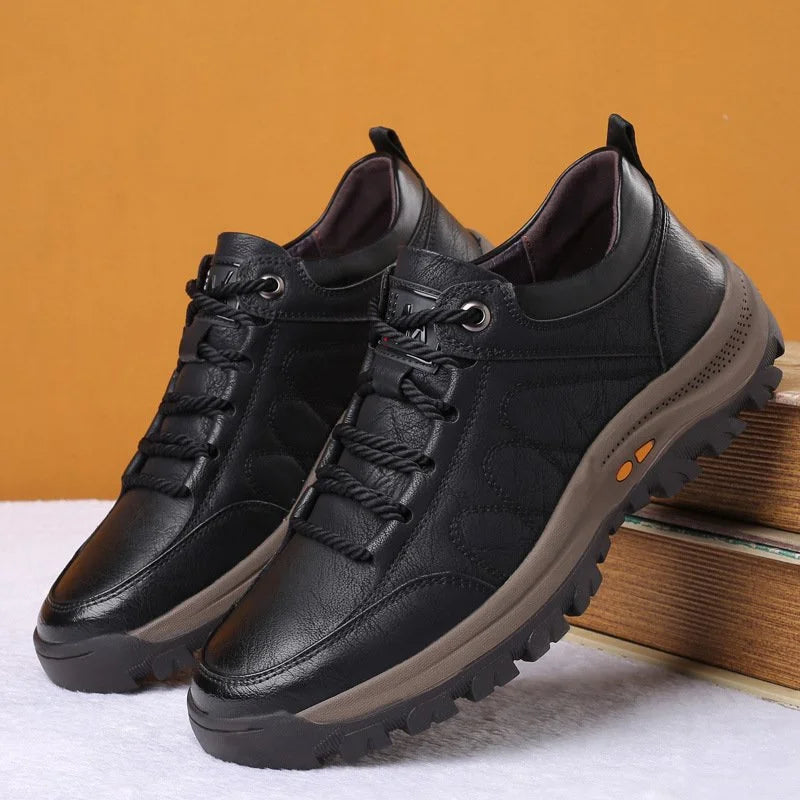 Timber | Rugged Brown Leather Orthopedic Walking Shoes Men