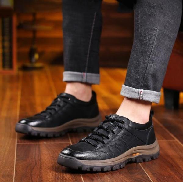 Timber | Rugged Brown Leather Orthopedic Walking Shoes Men