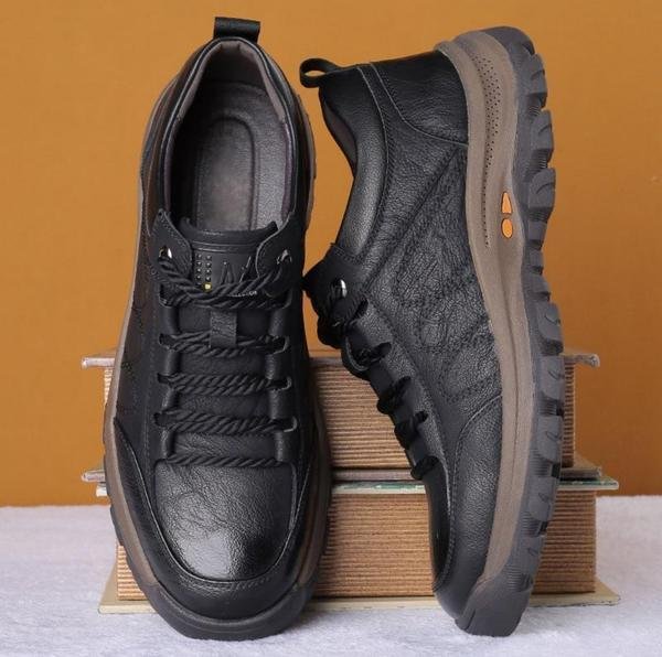 Timber | Rugged Brown Leather Orthopedic Walking Shoes Men