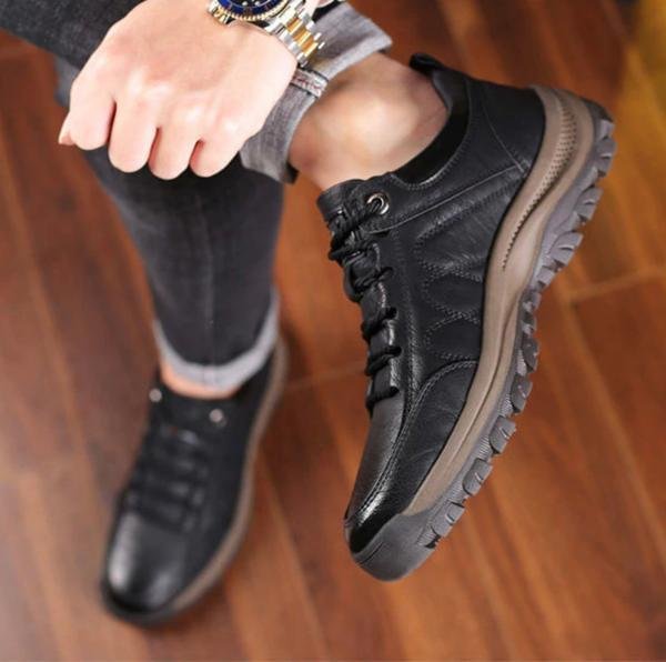 Timber | Rugged Brown Leather Orthopedic Walking Shoes Men