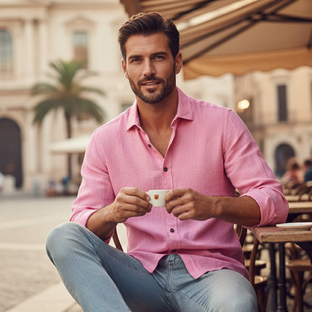 Phoebe | Elegant Long Sleeve Linen Button-Up Shirt For Men