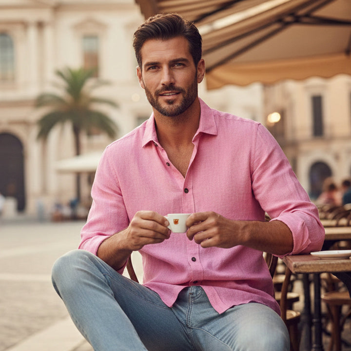Phoebe | Elegant Long Sleeve Linen Button-Up Shirt For Men