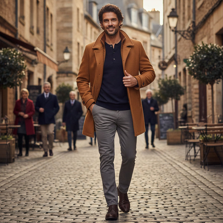 Margot | Stylish Men's Wool Blend Smart Coat With Button Closure