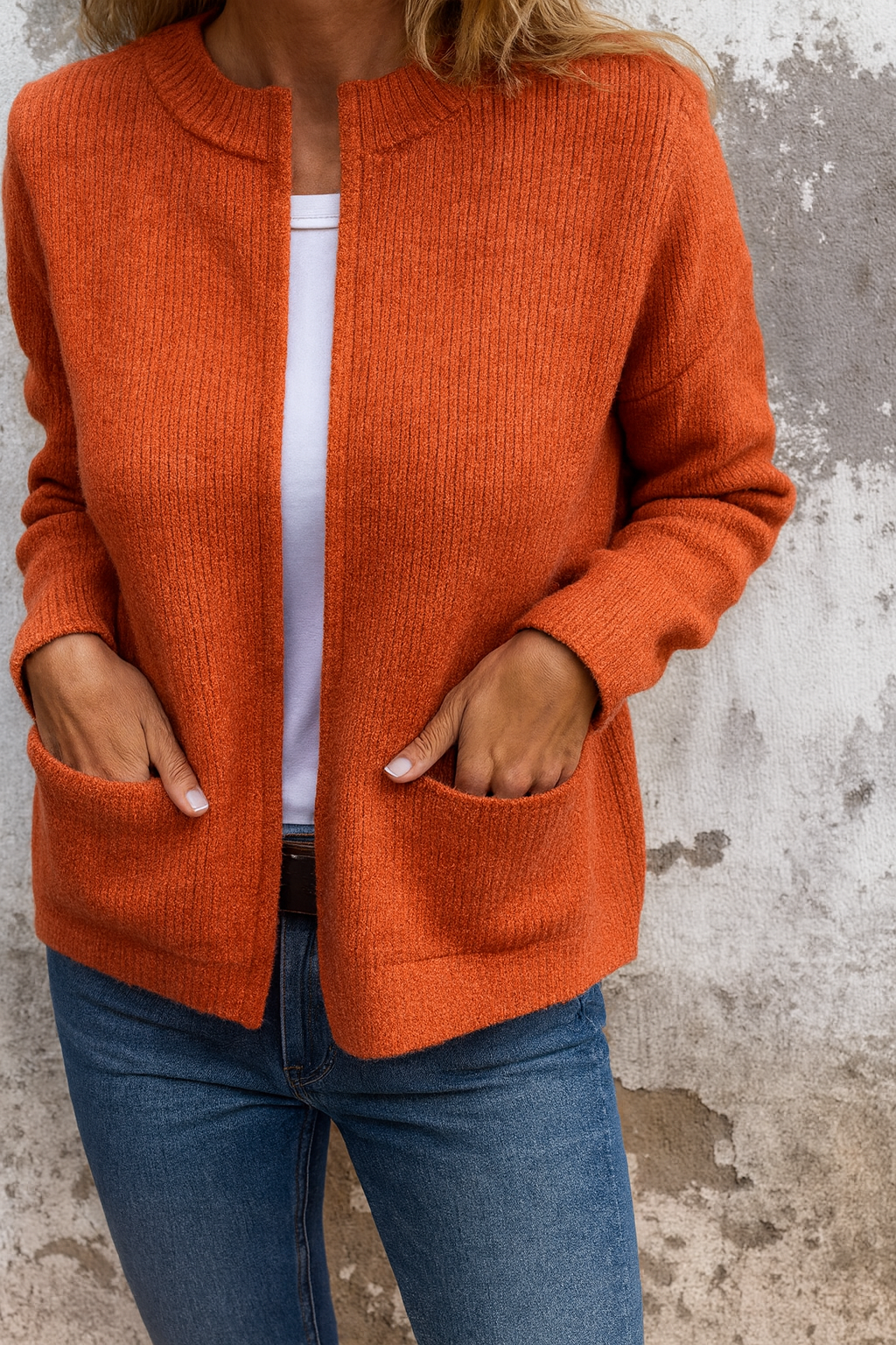 Rowan | Chic Ribbed Zip-Up Cardigan With Pockets