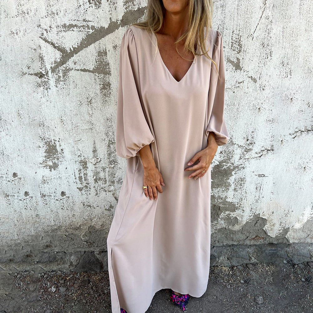 Stella | Elegant V-Neck Long Sleeve Boho Maxi Dress