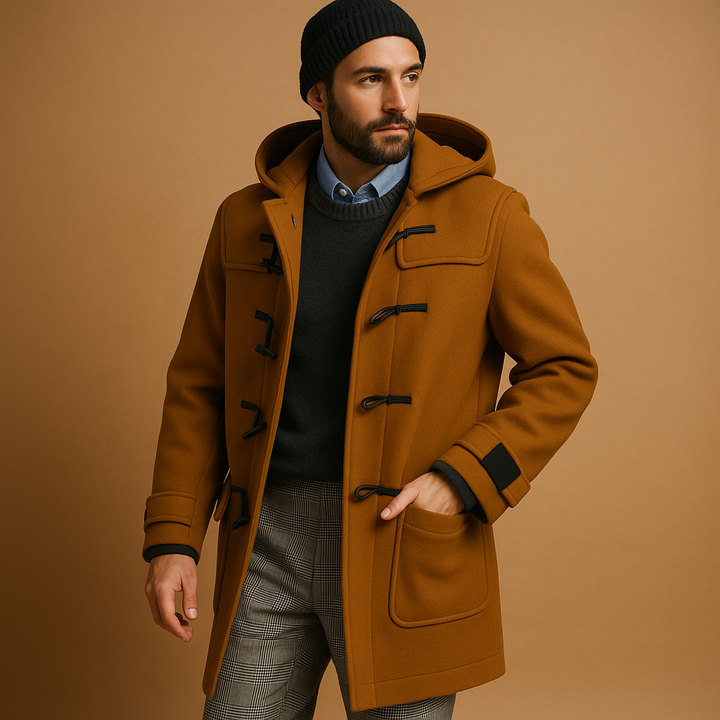 Evelyn | Stylish Hooded Toggle Duffle Coat For Men