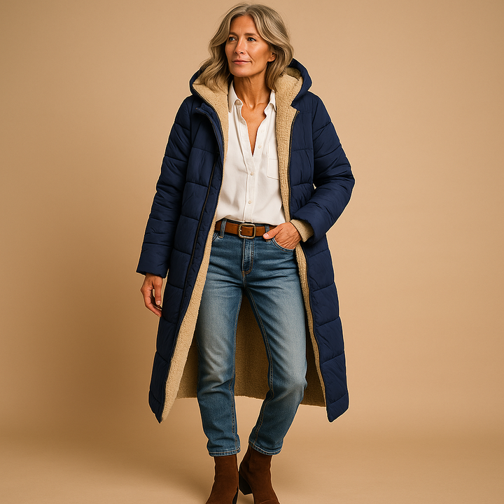 Eleanore | Chic Long Sherpa Lined Quilted Winter Puffer Coat