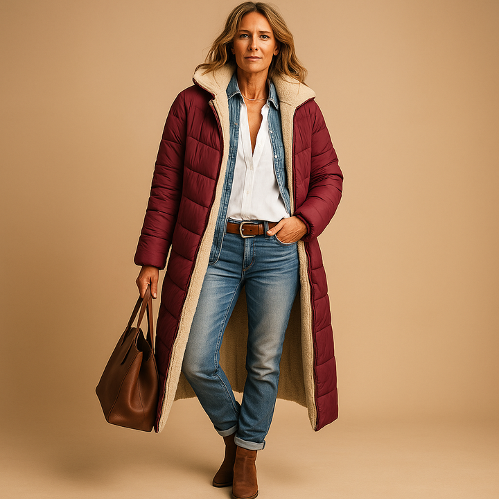 Eleanore | Chic Long Sherpa Lined Quilted Winter Puffer Coat