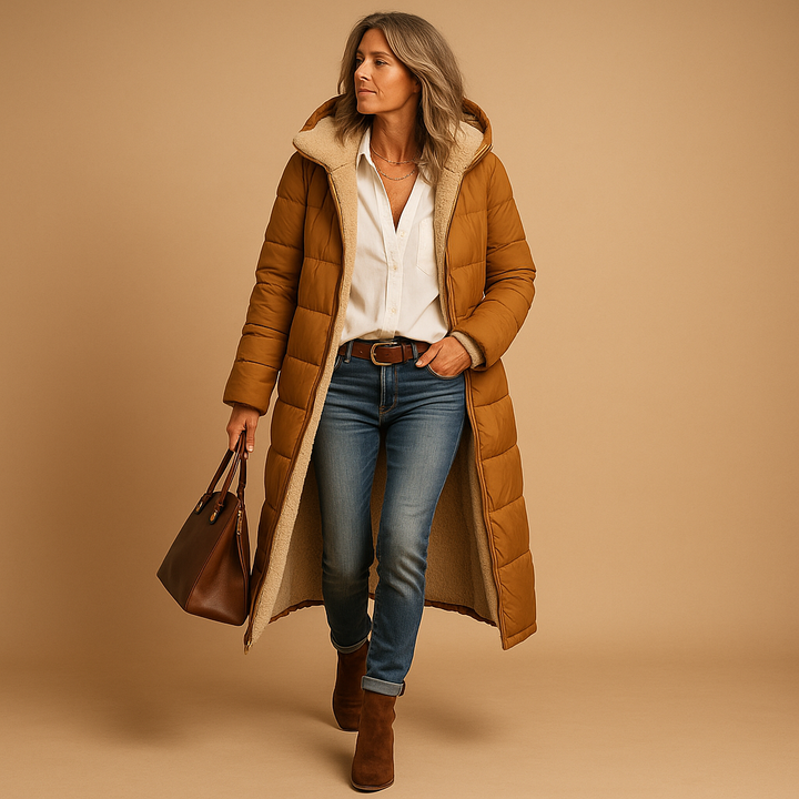 Eleanore | Chic Long Sherpa Lined Quilted Winter Puffer Coat