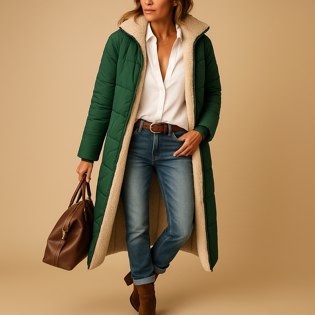 Eleanore | Chic Long Sherpa Lined Quilted Winter Puffer Coat
