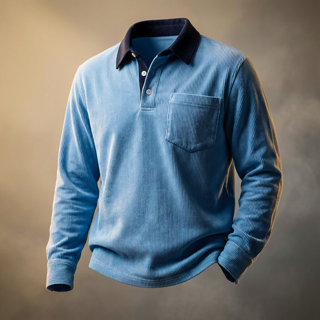 Marco | Stylish Men's Long Sleeve Corduroy Polo Shirt