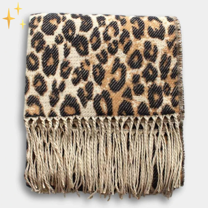 Kira | Chic Leopard Print Oversized Blanket Scarf With Fringe