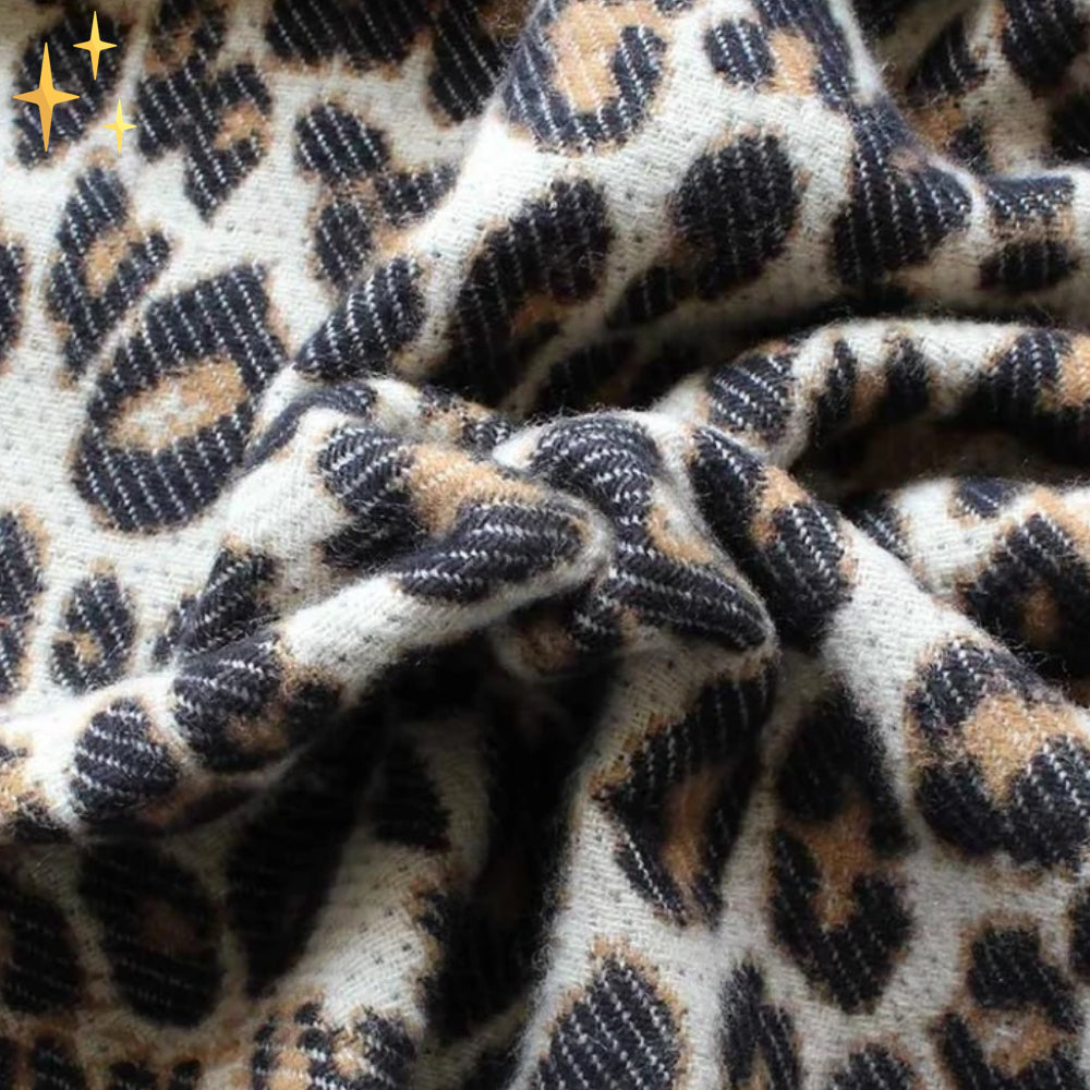 Ruby | Chic Oversized Leopard Print Blanket Scarf With Fringe