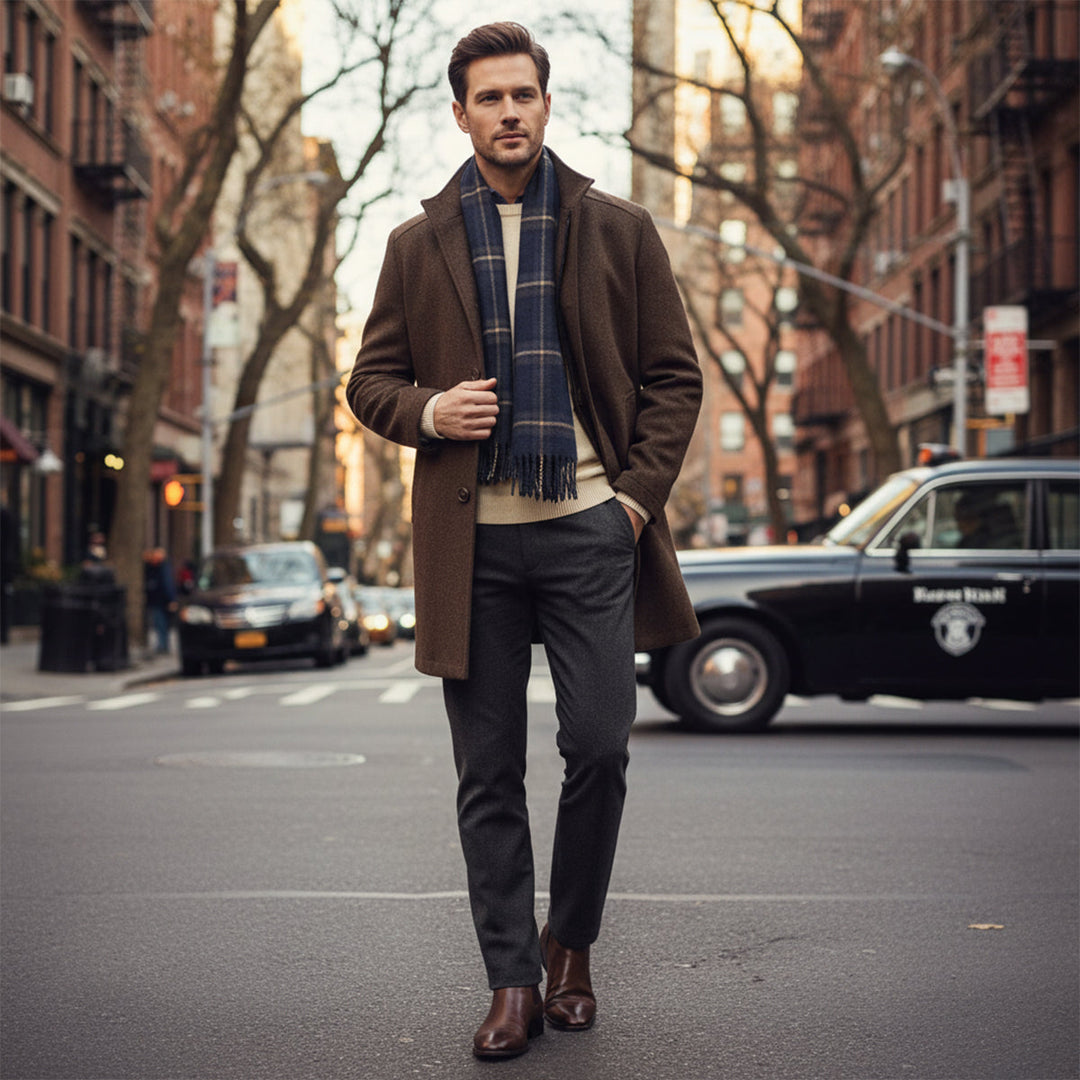 Serena | Elegant Brown Wool Overcoat With Button Front