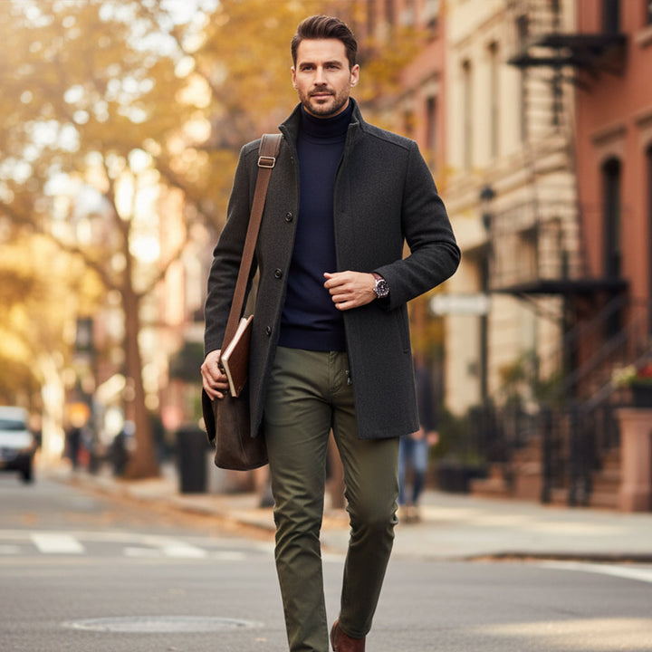 Serena | Elegant Brown Wool Overcoat With Button Front