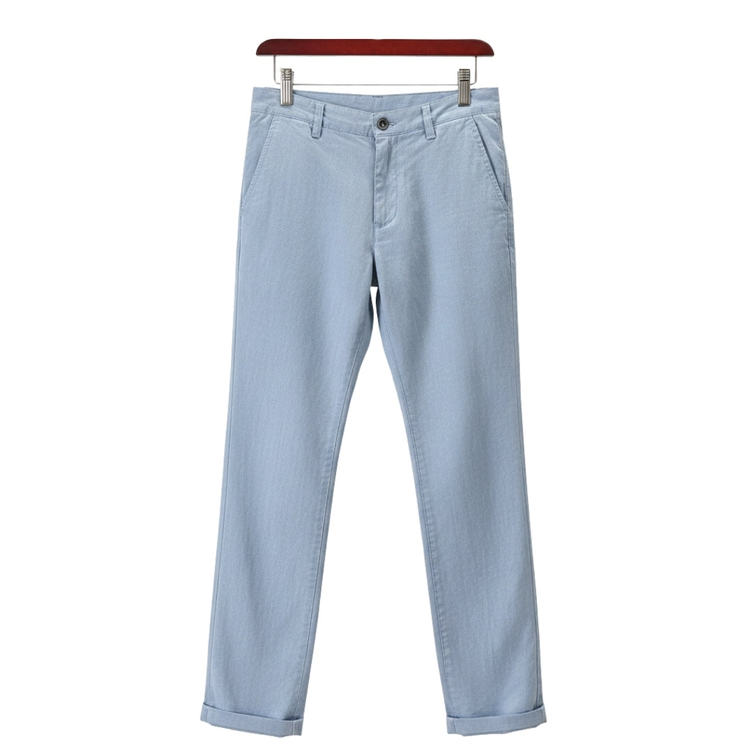 Evander | Premium White Linen Straight Leg Casual Pants Men
