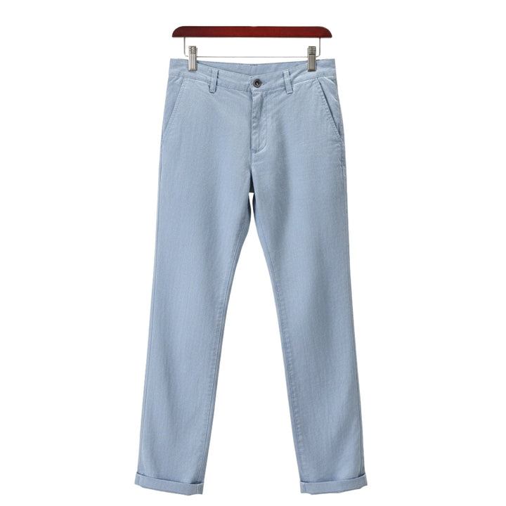 Evander | Premium White Linen Straight Leg Casual Pants Men