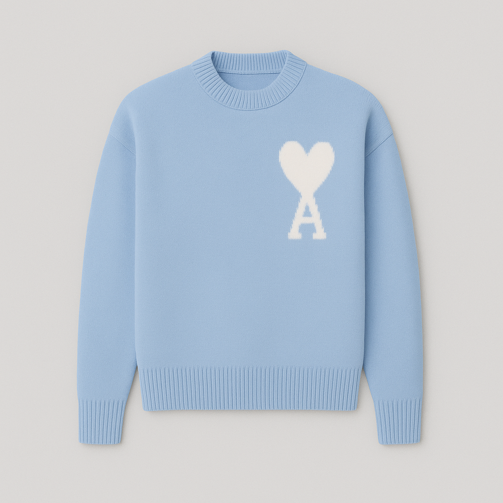 Cordelia | Chic Heart Detail Crew Neck Knit Sweater