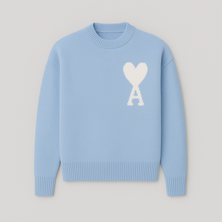 Cordelia | Chic Heart Detail Crew Neck Knit Sweater